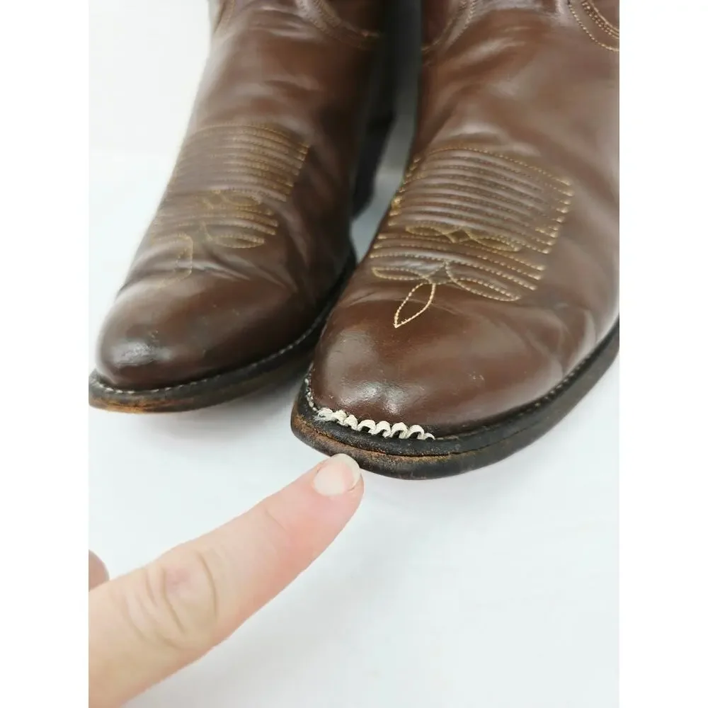 Vintage Justin Men's Knee High Western Cowboy Boots Brown 11